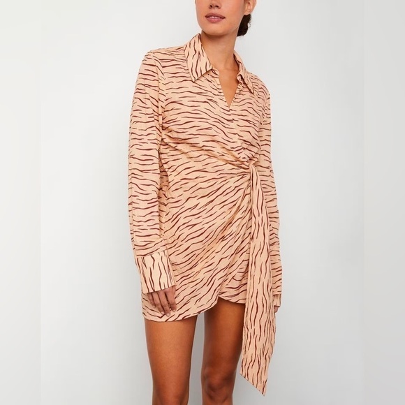 ONIA Printed Cotton-Blend Wrap Top, Tiger Stripe, Size L - Picture 4 of 13